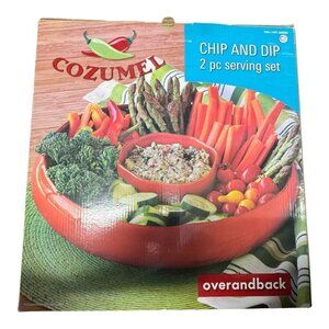 Overandback Cozumel Chip and Dip Serving Set Ceramic Party Tableware 2 pcs Set